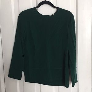 EUC Grana Silk Emerald Green Long Sleeve Blouse
